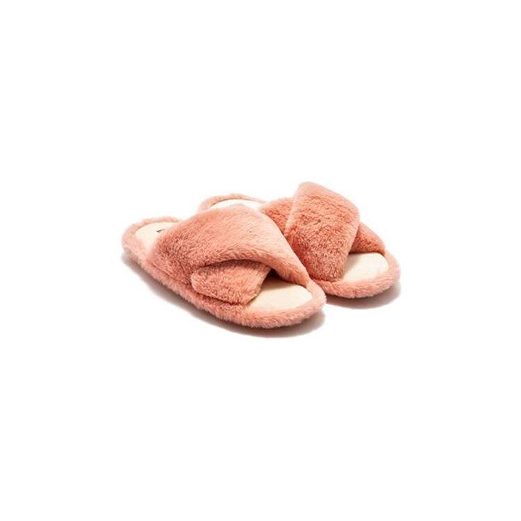 Twigy Çapraz Peluş Kadın Ev Terliği Pembe