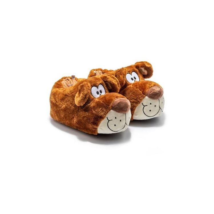 Twigy Fibert Erkek Hayvanlı Panduf Kahverengi